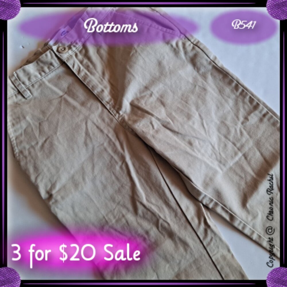 Tan Slim Khaki Adjustable Waist Bottoms